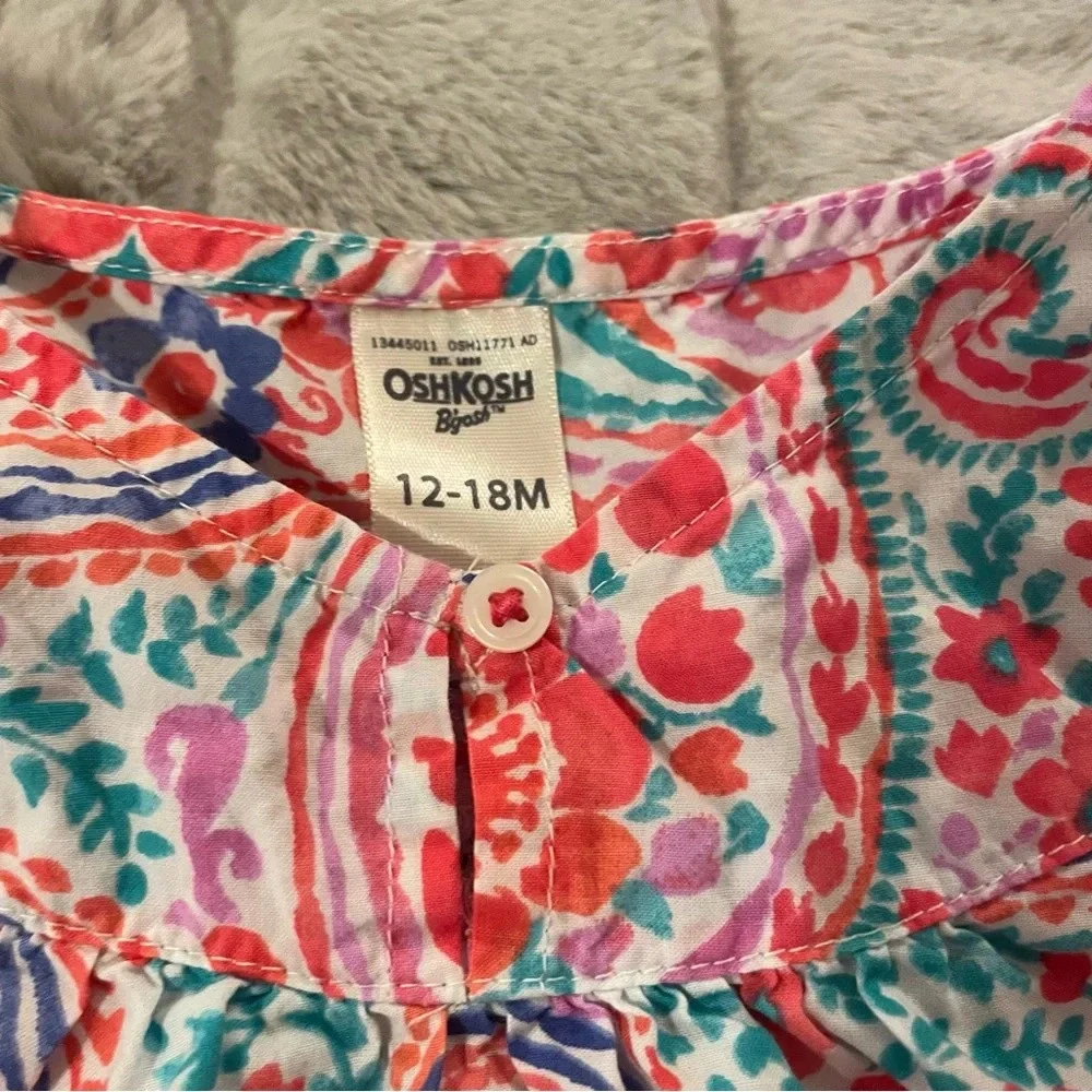 12-18 Months Osh Kosh B’Gosh Bright Paisley Shirt with Flutter Sleeves & Keyhole